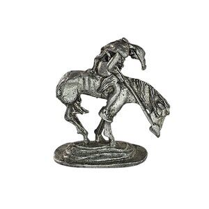 Vintage Pewter End Of Trail Native American Warrior On Horse Figurine